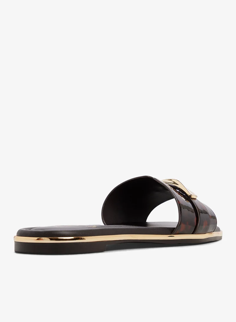Aldo OPEN BROWN Darlina Single Strap Flat Sandals for Women | Best Price UAE
